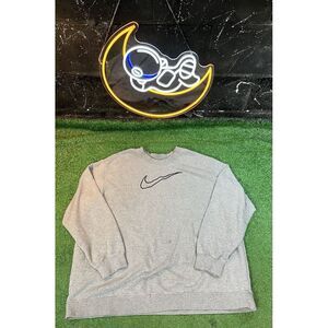 Vintage‎ Nike Y2K Gray Sweatshirt Crewneck 90s Big Center Swoosh Womens XL